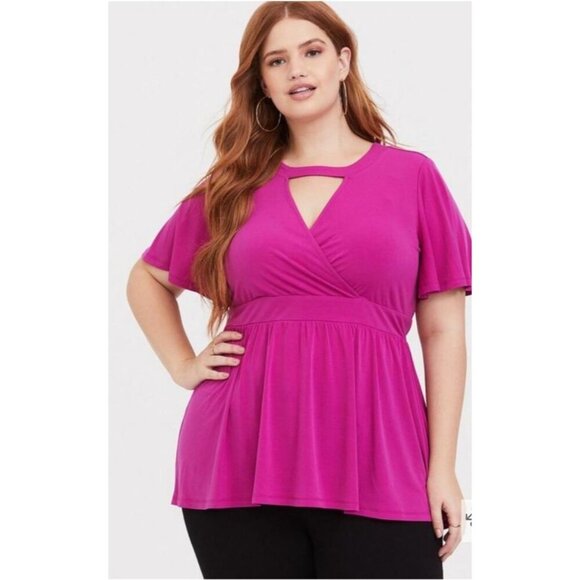 Studio Knit Choker Neck Surplice Babydoll Top Size 4 - Picture 1 of 8